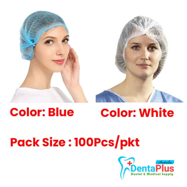 Bouffant Clip Cap/Hair Net - Blue and white #100Pcs/pkt 1