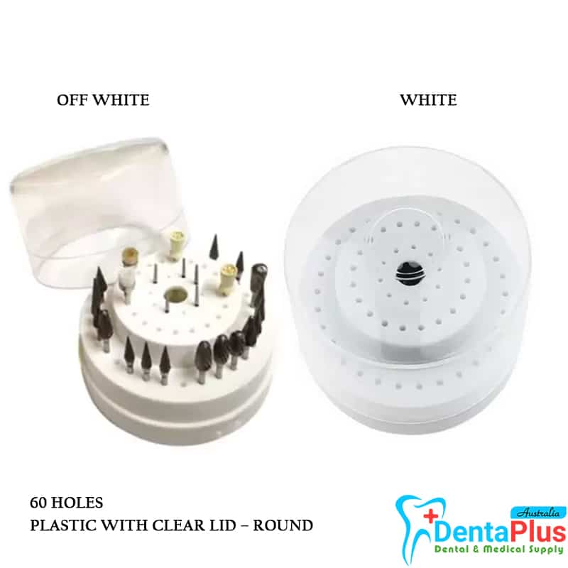 Bur Holders 60 Holes Plastic with Clear Lid – Round #Each
